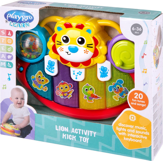 Playgro activiteitenpaneel leeuw - trappelkussen - acvititeitenspeeltje - pianomat interactief baby speelgoed - trappelmat baby - educatief speelgoed - babypiano - speelgoed baby eenvoudig bevestigen - met muziek en geluid