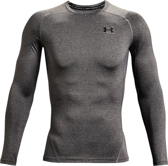 Under armour ua hg armour comp ls-gry heren sportshirt - carbon heather - zwart
