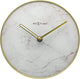 Nextime marble – stille tafelklok – 20 cm – glas metaal – wit