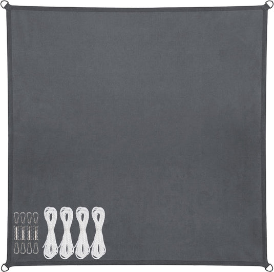 Abbey camp schaduwdoek - pes - 4 x 4 m - grijs - zonnedoek - rvs ringen - sunshade