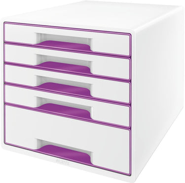 Leitz wow cube ladenblok met 5 laden - opberger met vakken - wit paars