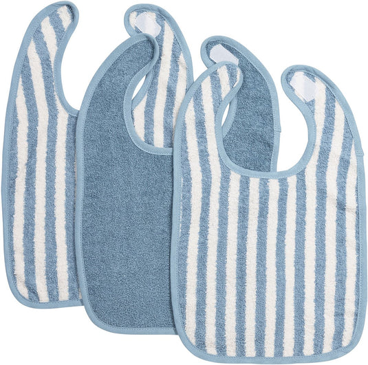 Meyco baby fat stripe slab - 3-pack - jacquard badstof - jeans blue