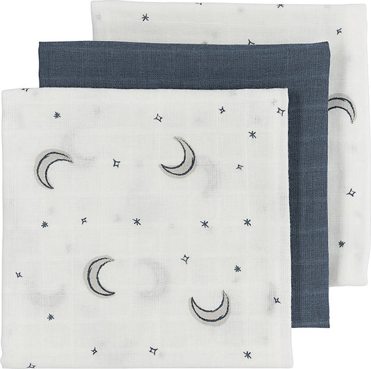 Meyco baby moon hydrofiele doeken - 3-pack - indigo - 70x70cm