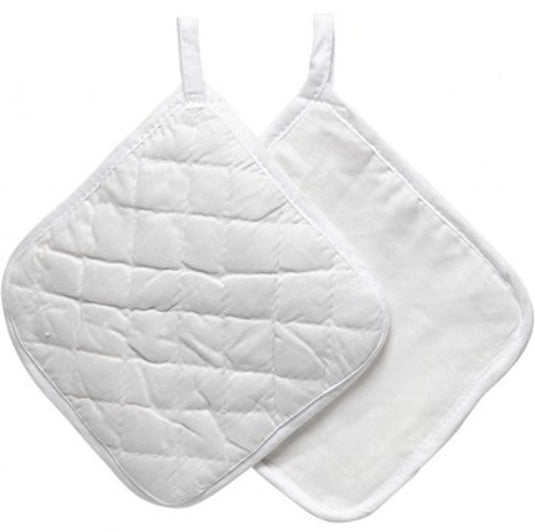 Creativ company cc katoenen pannenlappen 20x20 cm wit 2 stuks