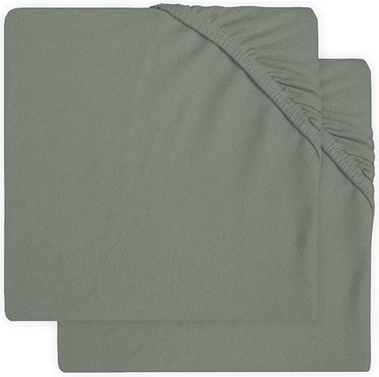 Jollein - baby hoeslaken ledikant jersey (ash green - 2 stuks) - katoen - 60x120cm