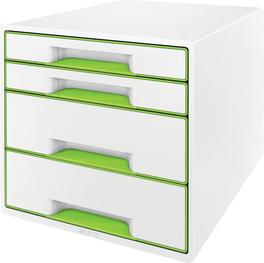 Leitz wow cube ladenblok met 4 laden - opberger met vakken - voor kantoor en thuiswerken - ideaal voor thuiskantoor - wit groen