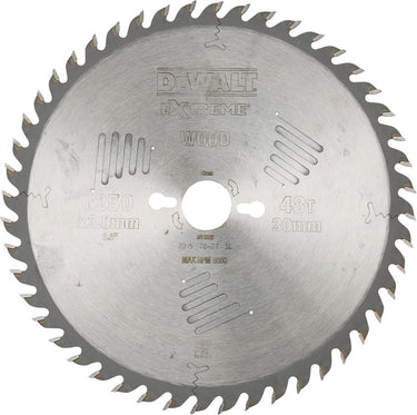 Dewalt cirkelzaagblad voor hout | extreme | ø 250mm asgat 30mm 48t - dt4323-qz