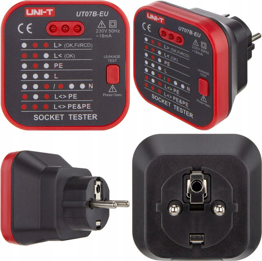 Uni-t ut-07b-eu - elektrische stopcontacttester - rcd testfunctie - compact - ip40