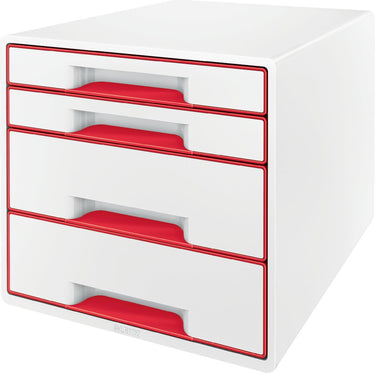 Leitz wow cube ladenblok met 5 laden - opberger met vakken - wit rood