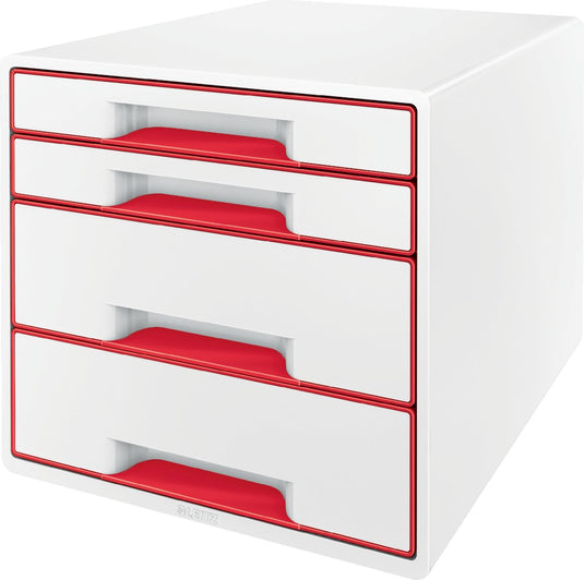 Leitz wow cube ladenblok met 5 laden - opberger met vakken - wit rood