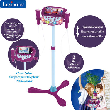 Lexibook frozen verstelbare standaard met 2 microfoons met stemeffecten, verlichting, luidspreker, bluetooth
