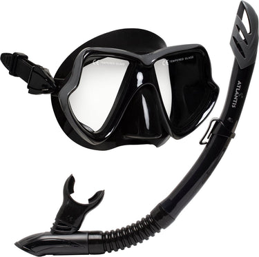 Atlantis java combo - snorkelset - duikbril - snorkel - volwassenen - zwart zilver