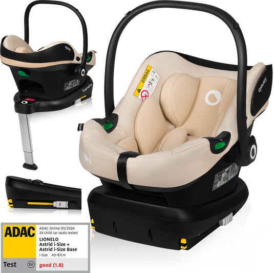 Lionelo astrid i-size set – autostoeltje 40–87 cm + isofix-basis – adac getest – r129 i-size – memory foam – verstelbare hoofdsteun – zijdelingse bescherming – dri-seat – lichtgewicht – universeel compatibel
