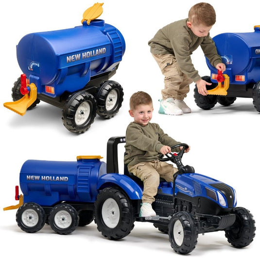 Falk new holland tankwagen - 30l inhoud - blauw - geschikt voor tractoren (3-7 jaar) - 100% gemaakt in frankrijk