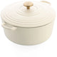Bk bourgogne braadpan gietijzer 28cm 6.7l - inductie braadpan - gietijzeren braadpan - ovenbestendig tot 230 graden - deksel met druipringen - wit geëmailleerde binnenkant - cream white