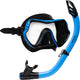 Atlantis samana pro combo - snorkelset - snorkel duikbril - versterkt glas - dry top - luxe bewaartas - volwassenen - zwart blauw