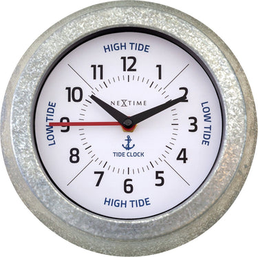 Nextime tide – wandklok met getijden – 22 cm – metaal – gegalvaniseerd zilver wit