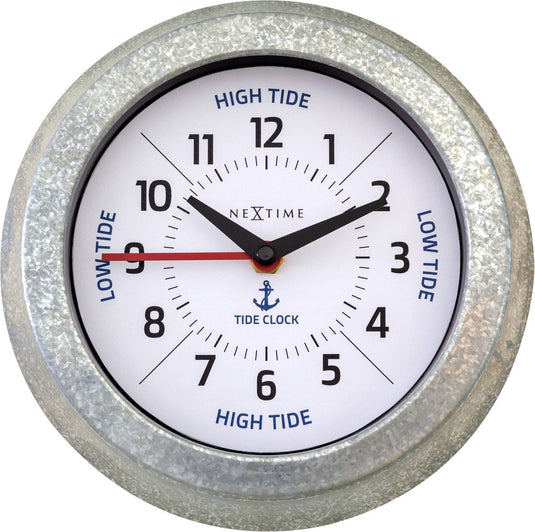 Nextime tide – wandklok met getijden – 22 cm – metaal – gegalvaniseerd zilver wit