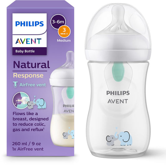Philips avent natural response babyfles 260 ml – flow 3 - olifant-1 fles - scy673 81