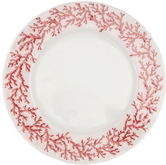 Riviera maison dinerbord rond, koraal transparant - coral oasis bord, serveerbord - glas - (øxh)33x2