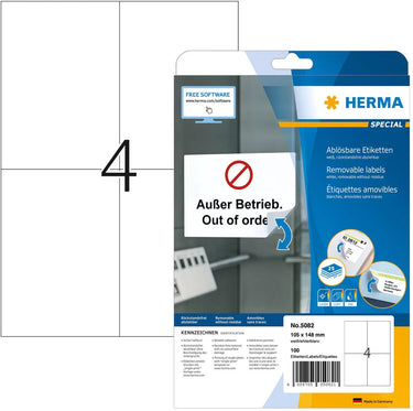 Merkloos sans marque verwijderbare etiketten herma 5082 wit 105 x 148 mm 100 etiketten