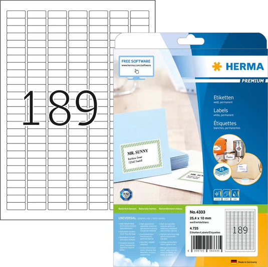 Herma etiketten wit 25.4x10 premium a4 4725 st.