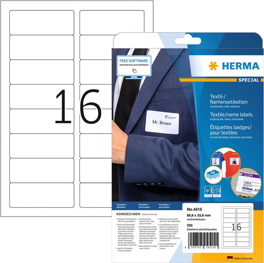 Herma naambadge etiket 4515 88.9x33.8mm wit