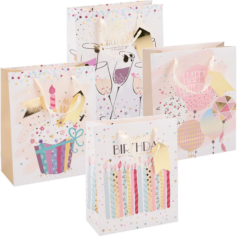 Load image into Gallery viewer, Edco verjaardag cadeautas - ca. 32x26x12 cm - cadeautas happy birthday - geschenk tas verjaardag met handvatten - cadeauverpakking voor verjaardag cadeaus - assorti design - 1 willekeurige tas
