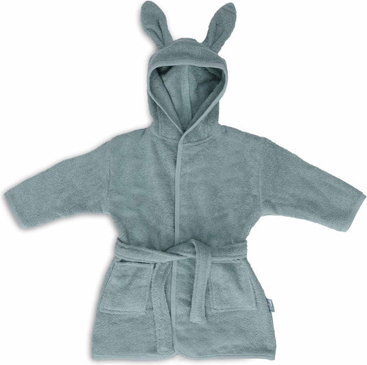 Jollein - baby badjas badstof 1-2 jaar - badjas kinderen met capuchon - sea green