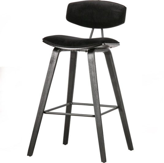 Woood senn barstoel - velvet stof - zwart - 91x42x48 cm