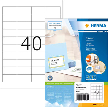 Merkloos sans marque herma 4474 wit zelfklevend printerlabel printeretiket