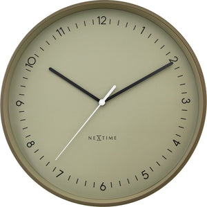 Nextime berlin l – wandklok – 40 cm – metaal – khaki – stil