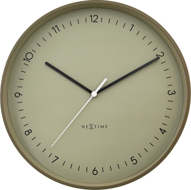 Nextime berlin l – wandklok – 40 cm – metaal – khaki – stil