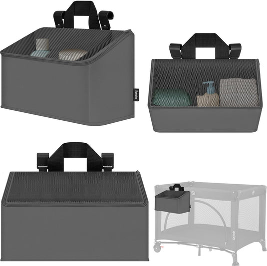 Lionelo sidepocket medium – bedside pocket wiegorganizer 43×15×23 cm – 3 ritsvakken handvat – voor reisbed, co-sleeper box – verstevigd, multifunctioneel afneembaar