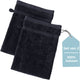 Hush. living hush living - washand 100% katoen - set van 2 - zware kwaliteit 500g m2 - stijlvol boord en ophanglus- 16x22cm - zwart