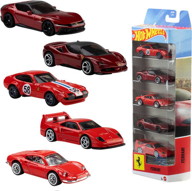 Mattel hot wheels ferrari - set van 5 metalen ferrari speelgoedauto's