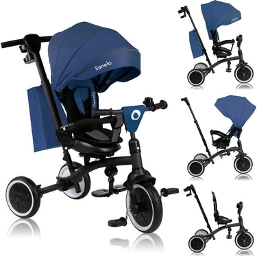 Lionelo tris plus driewieler 2in1 – kinderwagen driewieler – 360° draaibare zitting – vanaf 9 maanden tot 5 jaar (25 kg) – grote pu anti-lek wielen – verstelbare rugleuning – ouderstuur – vrijloopfunctie – inclusief accessoireset