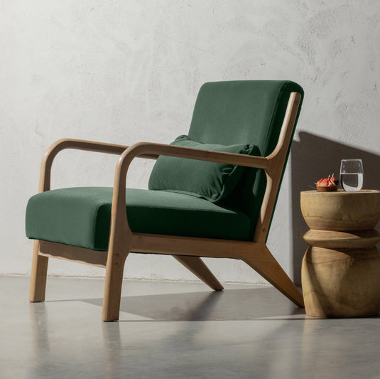 Woood mark fauteuil - velvet - flesgroen - 75x67x82