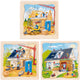 Goki houten 3-lagen puzzel - huis bouwen - 35st.