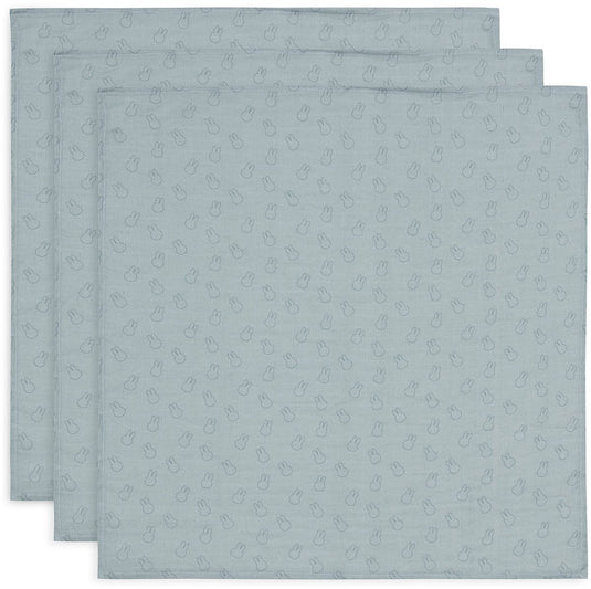 Jollein x nijntje - hydrofiele doek small 70x70cm - spuugdoekjes - zacht katoen - 3 stuks - miffy silhouettes sea green