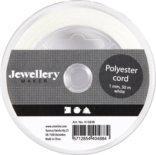 Creativ company polyester koord wit, 50m