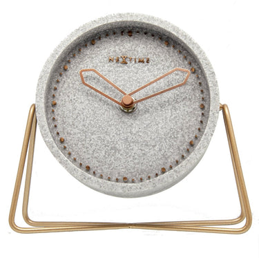 Nextime cross table – tafelklok – 17.5 × 15.5 × 5 cm – polyresin – grijs