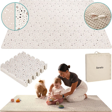 Lionelo yoka speelmat baby – premium speelkleed foam – geurloos – veilig zacht – dubbelzijdig vloerpuzzel – opvouwbaar + opbergtas – voor binnen buiten – speeltapijt – speelgoed 6 3 9 1 maanden – babygym play mat – cadeau vanaf 0 jaar beige kraamcadeau