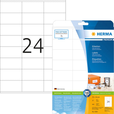 Herma etiketten wit 70x36 premium a4 600 st.