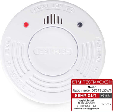 Nedis rookmelder - batterij gevoed - batterijlevensduur tot: 10 jaar - en 14604 - hush mute functie - met testknop - 85 db - abs - wit
