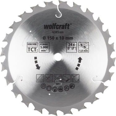Wolfcraft - cirkelzaagblad 150x10mm - 24 tanden - voor accu handcirkelzaag - serie lila - 6345000