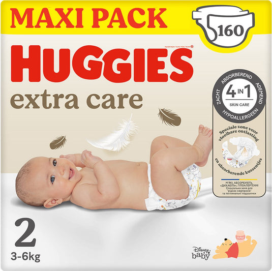 Huggies ® extra care baby luiers, maat 2 (3 tot 6 kg), 160 luiers met vochtindicator en disney designs, maxi pack