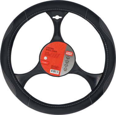 Carpoint stuurhoes auto - pu leer zwart met grijs - voor sturen met een diameter van 37-39 cm