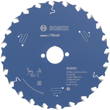 Bosch 2608644047 cirkelzaagblad expert voor hout 190x30 - 24 tanden