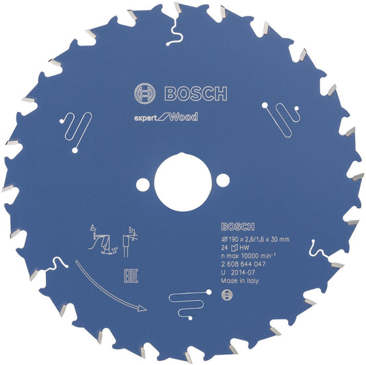 Bosch 2608644047 cirkelzaagblad expert voor hout 190x30 - 24 tanden